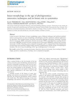 Insect Morphology in the Age of Phylogenomics: Innovative Techniques and Its Future Role in Systematics