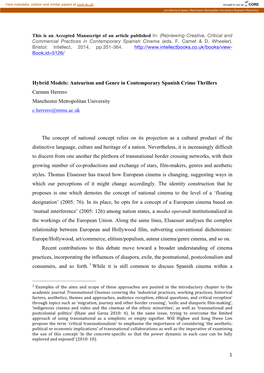 1 Hybrid Models: Auteurism and Genre in Contemporary Spanish