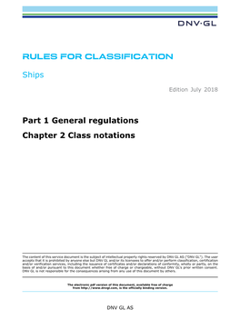 DNVGL-RU-SHIP Pt.1 Ch.2 Class Notations