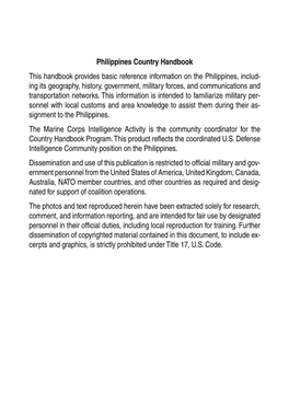 Philippines Country Handbook This Handbook
