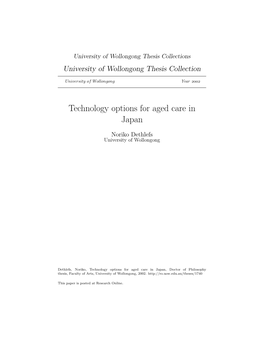 Technology Options for Aged Care in Japan