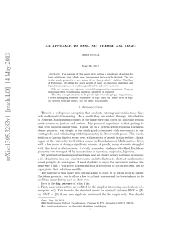 An Approach to Basic Set Theory and Logic 11