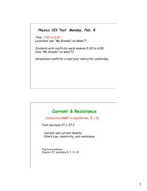 Physics 1E3 Test Monday, Feb. 8