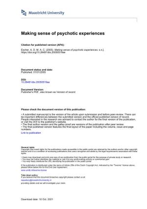 Making Sense of Psychotic Experiences