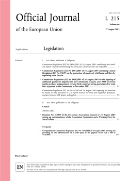 Official Journal L 215 Volume 46 of the European Union 27 August 2003