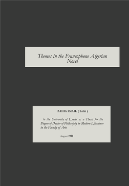 Themes in the Francophone Algerian Novel