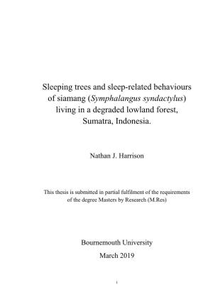Sleeping Trees and Sleep-Related Behaviours of Siamang (Symphalangus Syndactylus) Living in a Degraded Lowland Forest, Sumatra, Indonesia