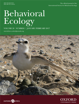 Behavioral Ecology ISSN 1045-2249 (Print) the Official Journal of the ISSN 1465-7279 (Online) International Society for Behavioral Ecology