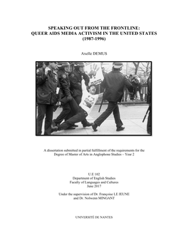 Speaking out from the Frontline: Queer Aids Media Activism in the United States (1987-1996)