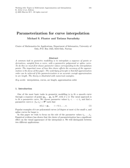 Parameterization for Curve Interpolation Michael S