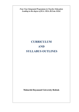 Curriculum and Syllabus Outlines
