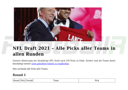 NFL Draft 2021 – Alle Picks Aller Teams in Allen Runden