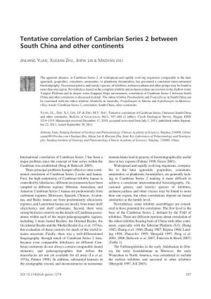 Tentative Correlation of Cambrian Series 2 Between South China and Other Continents