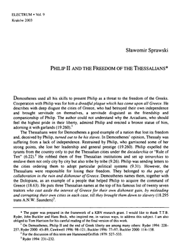 Philip II and the Freedom of the Thessalians*