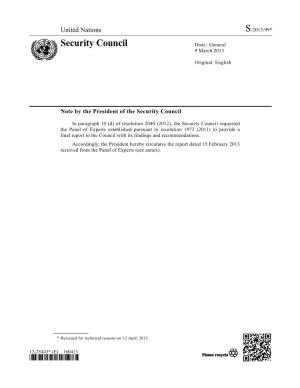 Libya Established Pursuant to Resolution 1973 (2011) Addressed to the President of the Security Council