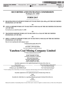 Yanzhou Coal Mining Company Limited (Translation of Registrant’S Name Into English)