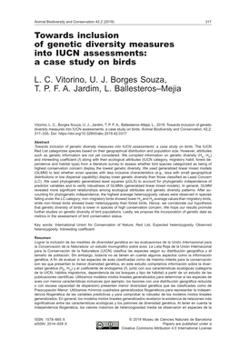 Towards Inclusion of Genetic Diversity Measures Into IUCN Assessments: a Case Study on Birds