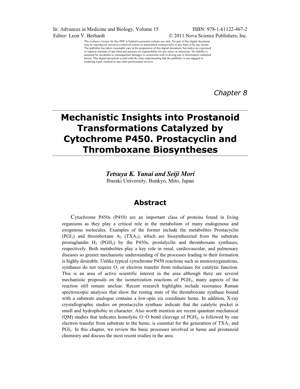 Mechanistic Insights Into Prostanoid Transformations Catalyzed by Cytochrome P450