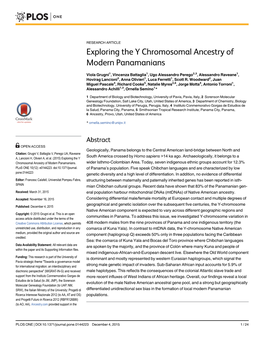 Exploring the Y Chromosomal Ancestry of Modern Panamanians