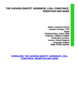 The Avignon Quintet: Monsieur, Livia, Constance, Sebastian and Quinx