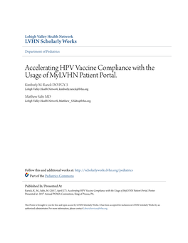 Accelerating HPV Vaccine Compliance with the Usage of Mylvhn Patient Portal