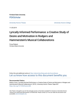 A Creative Study of Desire and Motivation in Rodgers and Hammerstein's Musical Collaborations