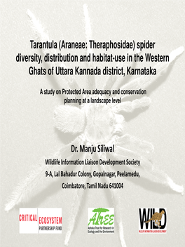 Tarantula (Araneae: Theraphosidae) Spider Diversity, Distribution and Habitat-Use in the Western Ghats of Uttara Kannada District, Karnataka