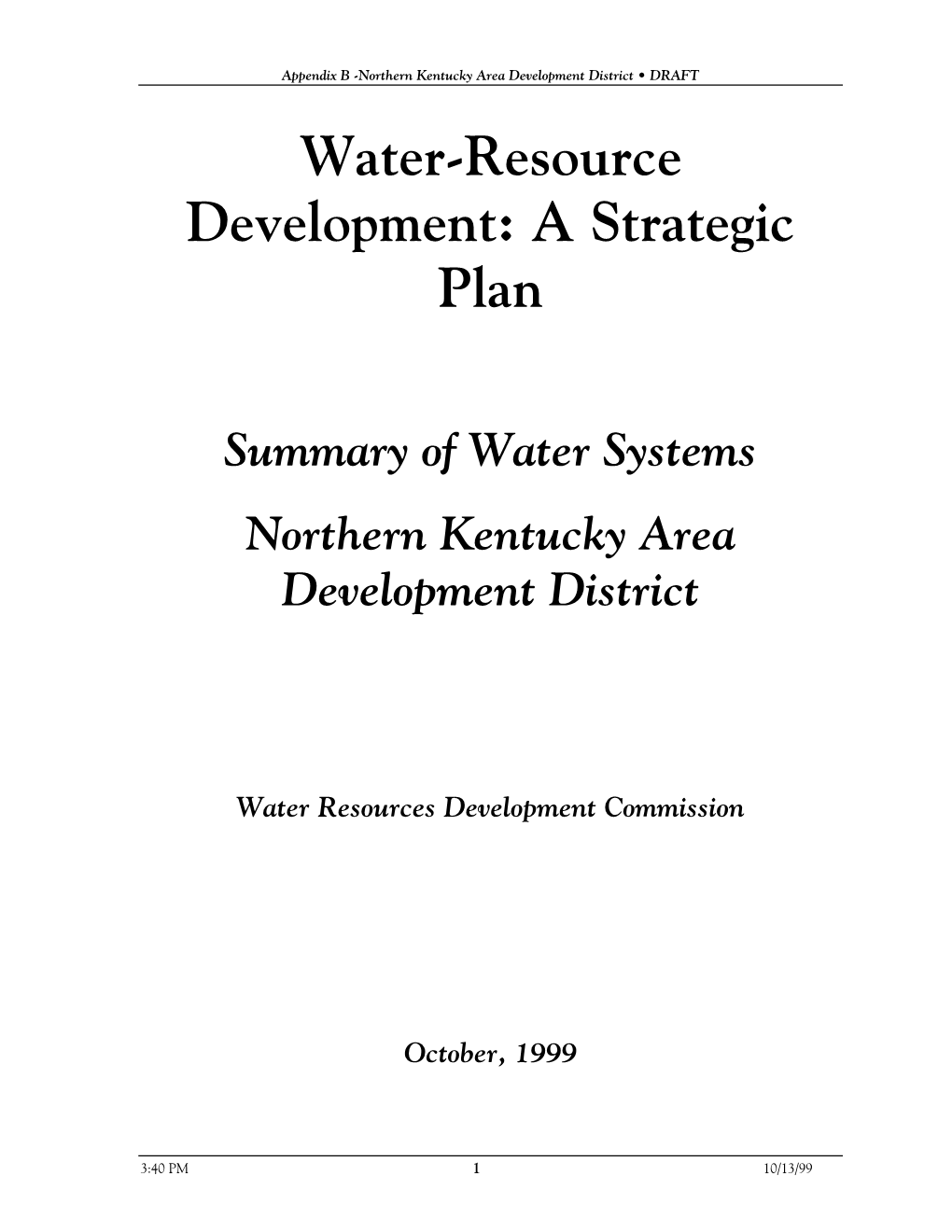 Water-Resource Development: a Strategic Plan