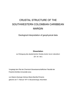 Crustal Structure of the Southwestern Colombian Caribbean Margin