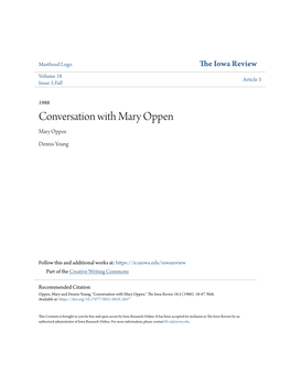 Conversation with Mary Oppen Mary Oppen