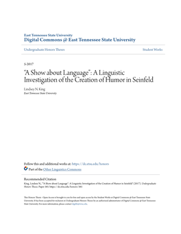 A Linguistic Investigation of the Creation of Humor in Seinfeld Lindsey N