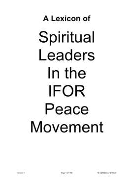 Spiritual Leaders in the IFOR Peace Movement