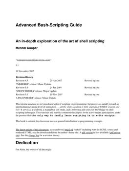 Cooper (2007) Advanced Bash Scripting Guide