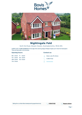 Brochure for Nightingale Fold
