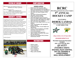 5 Annual Hockey Camp Derek Laxdal