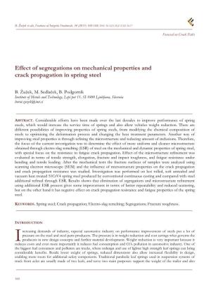 Effect of Segregations on Mechanical Properties and Crack Propagation in Spring Steel