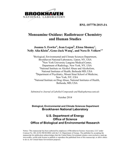 Monoamine Oxidase: Radiotracer Chemistry and Human Studies