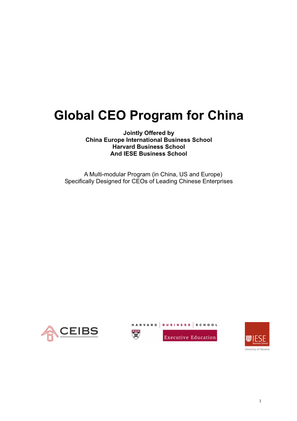 Global CEO Program for China