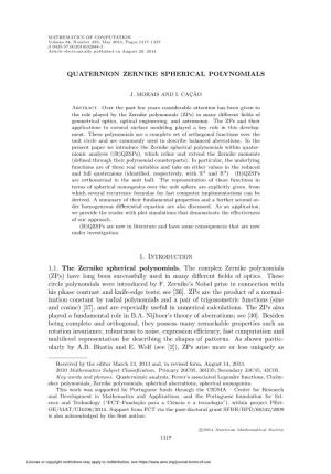 Quaternion Zernike Spherical Polynomials