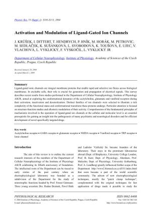 Activation and Modulation of Ligand-Gated Ion Channels
