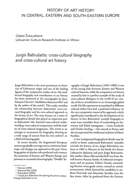 Jurgis Baltrušaitis: Cross-Cultural Biography and Cross-Cultural Art History