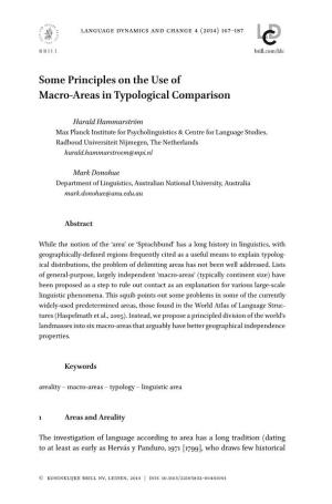 Some Principles on the Use of Macro-Areas in Typological Comparison