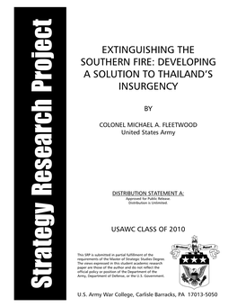 Extinguishing the Southern Fire: Developing a Solution to Thailand's