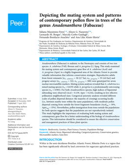 Depicting the Mating System and Patterns of Contemporary Pollen ﬂow in Trees of the Genus Anadenanthera (Fabaceae)