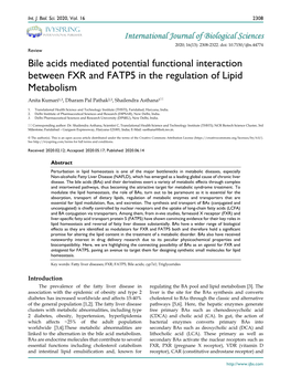 Bile Acids Mediated Potential Functional Interaction Between FXR