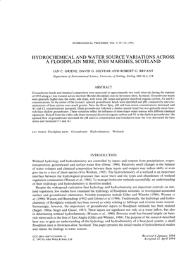 Hydrochemical and Water Source Variations Across A
