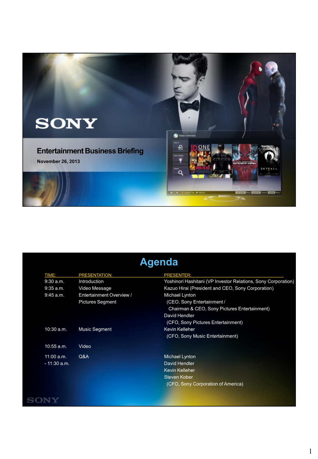 Entertainment Business Briefing November 26, 2013