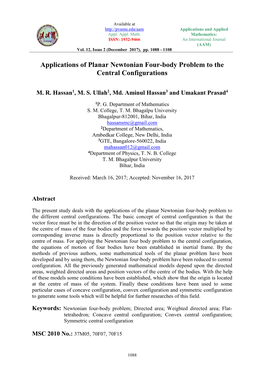 Applications of Planar Newtonian Four-Body Problem to the Central Configurations