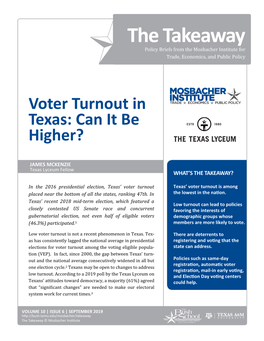 Voter Turnout in Texas: Can It Be Higher?