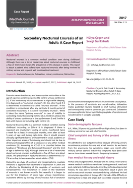 Secondary Nocturnal Enuresis of an Adult: a Case Report